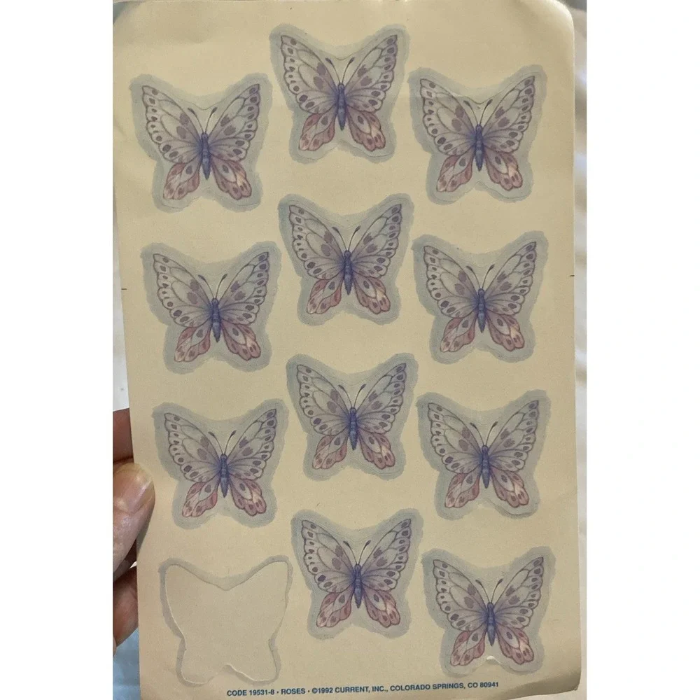 Vintage Fold And Seal Stationery One Partial Sheet Of Current Butterfly Stickers